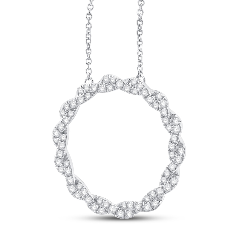 Circle of Gratitude Diamond Necklace 1/2 ct tw Round-cut White Gold Plated 19"