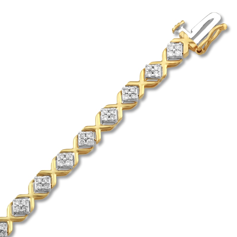Diamond Bracelet 1 ct tw Round-Cut Yellow Gold Plated 7.5"
