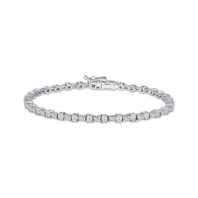 Lab-Created Diamonds by Baguette & Round-Cut Bracelet 3 ct tw White Gold Plated 7.25"