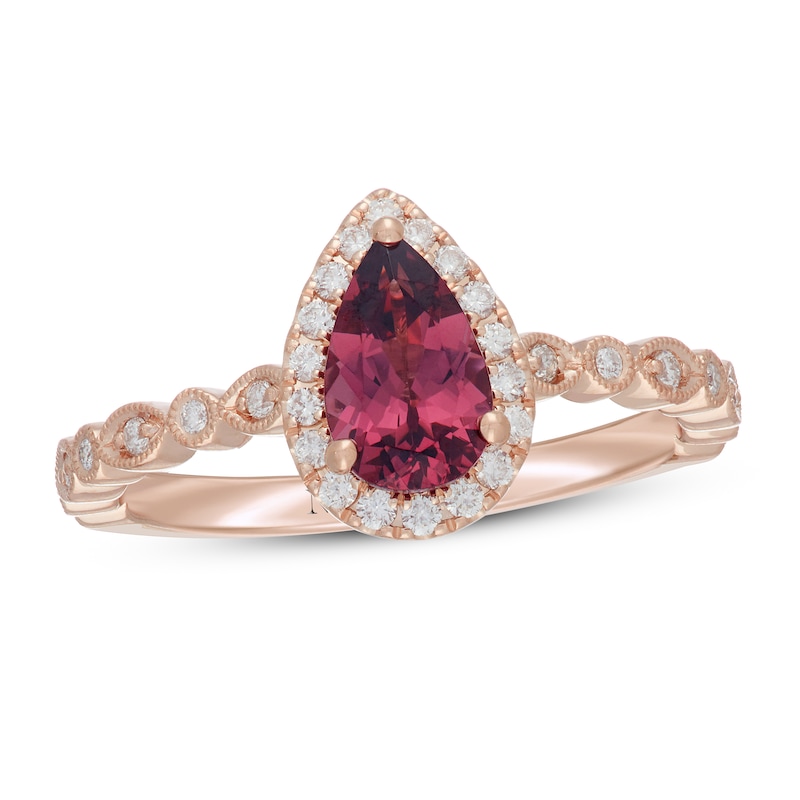 Neil Lane Garnet Engagement Ring 1/4 ct tw Pear & Round-cut Rose Gold Plated