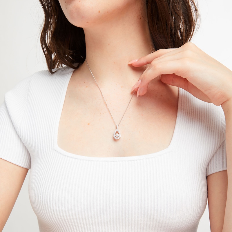 Unstoppable Love Pear-Shaped Diamond Necklace 1 ct tw White Gold Plated 19”