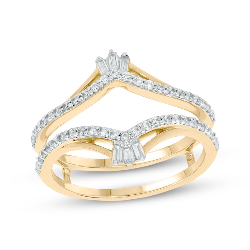 Baguette & Round-Cut Diamond Enhancer Ring 1/2 ct tw Yellow Gold Plated