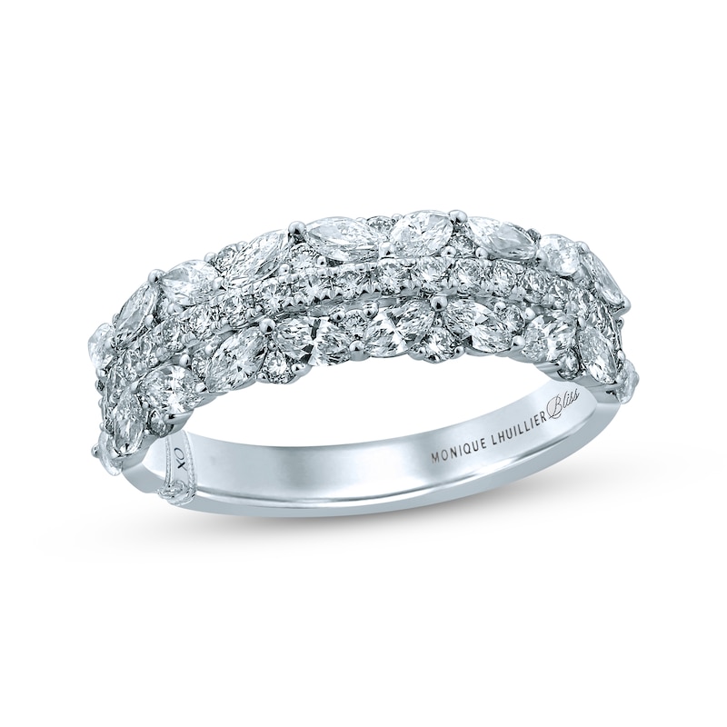 Monique Lhuillier Bliss Diamond Wedding Band 1-1/4 ct tw Round & Marquise-cut White Gold Plated