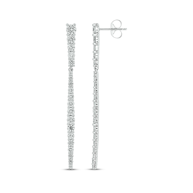Diamond Graduated Line Drop Earrings 2-3/4 ct tw White Gold Plated