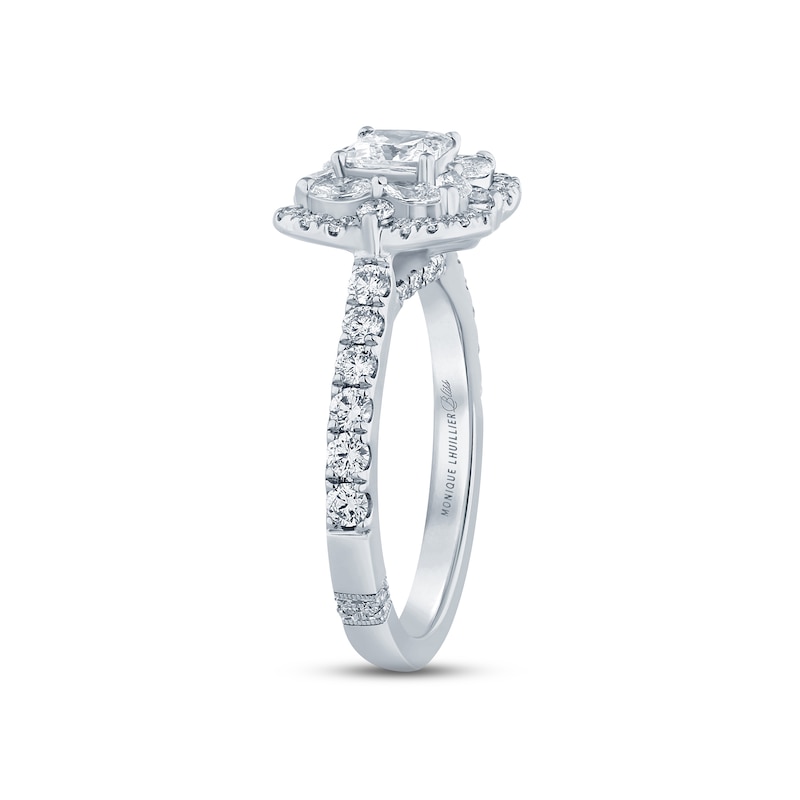 Monique Lhuillier Bliss Diamond Engagement Ring 1-1/4 ct tw Princess, Marquise & Round-cut White Gold Plated