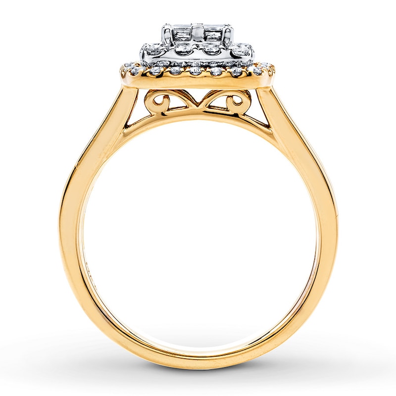 Diamond Engagement Ring 3/4 ct tw Princess & Round-cut Two-Tone Gold Plated
