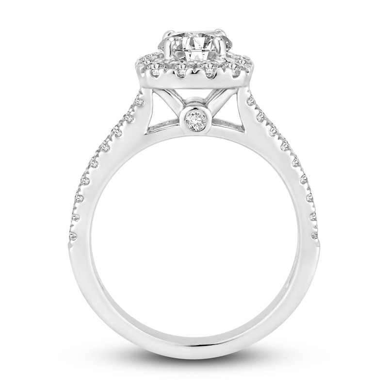 Diamond Engagement Ring 1-3/8 ct tw Round-cut White Gold Plated