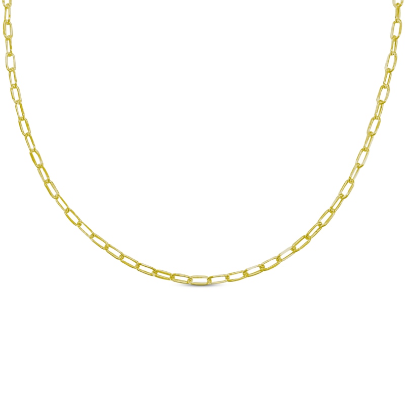Diamond-cut Solid Paperclip Necklace Yellow Gold Plated 18"