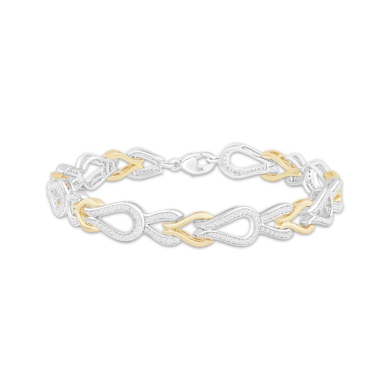 Diamond Loop Link Bracelet 1 ct tw Two-Tone Gold Plated 7.25"