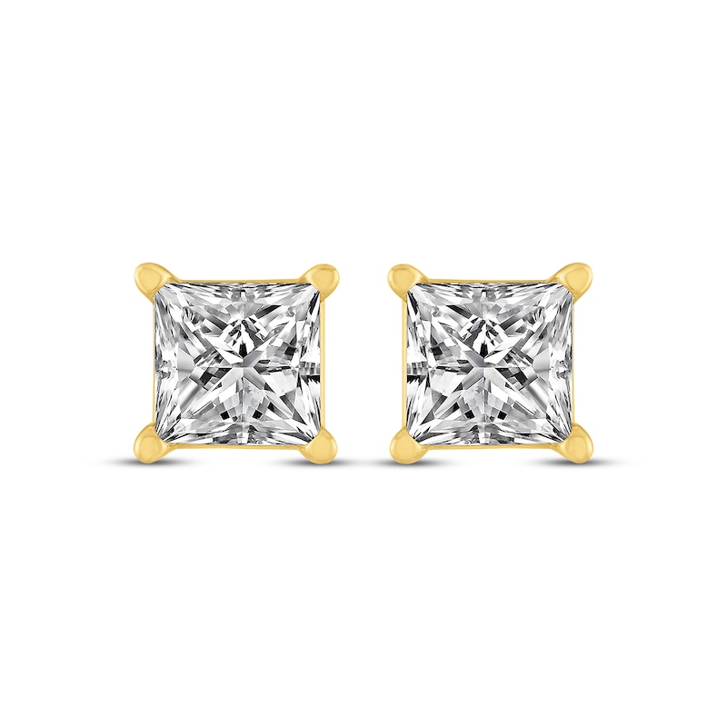Princess-Cut Diamond Solitaire Stud Earrings 2 ct tw Yellow Gold Plated