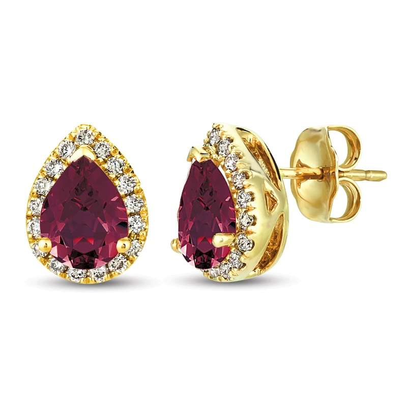 Le Vian Rhodolite & Diamond Earrings 1/4 ct tw Honey Gold Plated