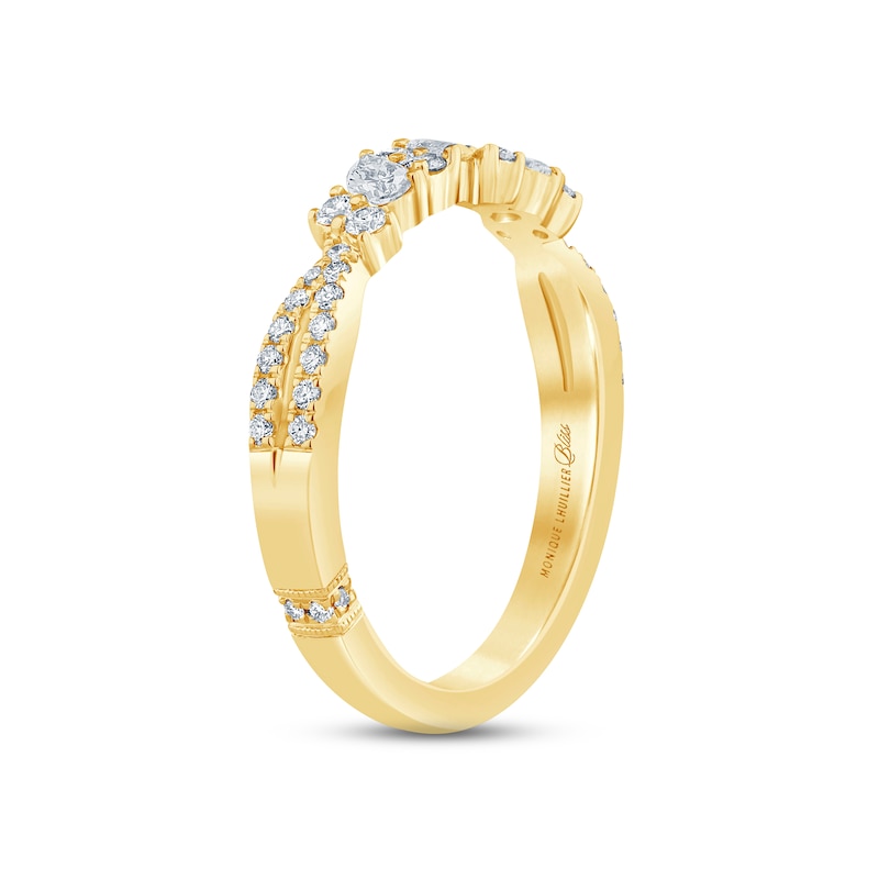 Monique Lhuillier Bliss Diamond Anniversary Ring 1/2 ct tw Pear & Round-cut Yellow Gold Plated