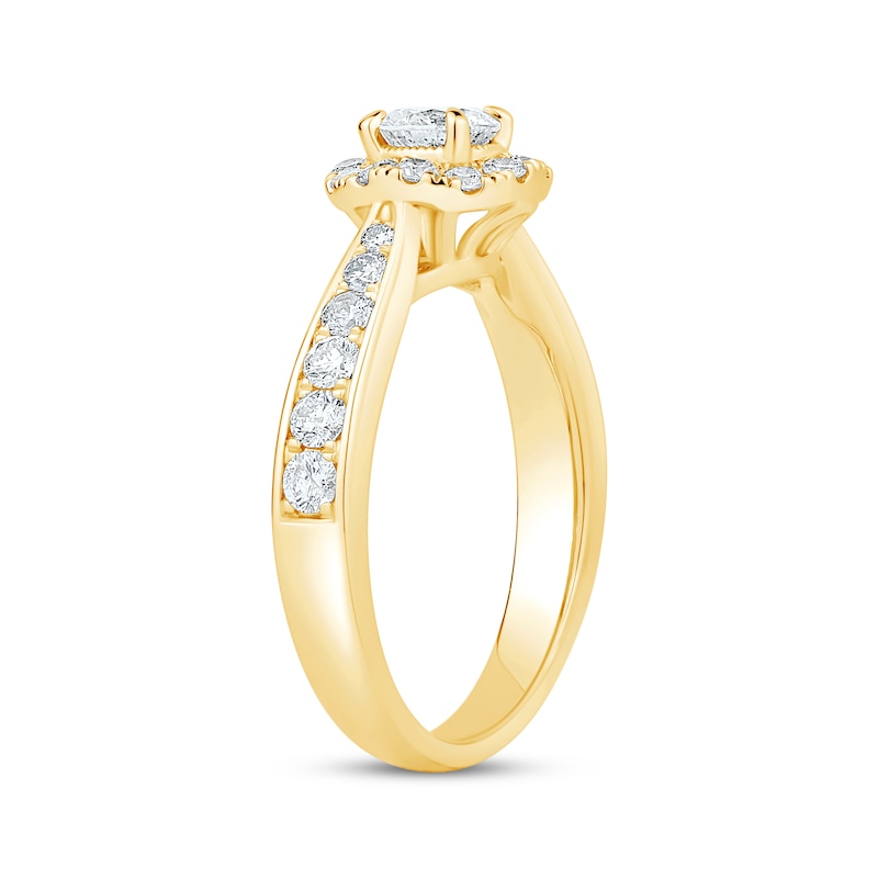 Round-Cut Diamond Halo Engagement Ring 1 ct tw Yellow Gold Plated