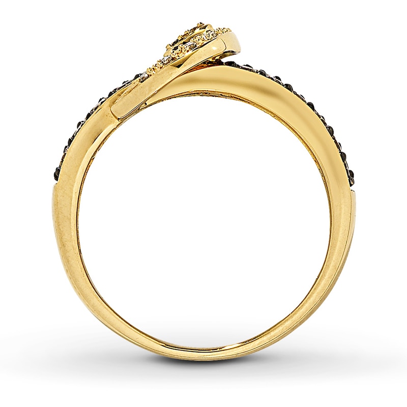 Le Vian Belt Buckle Ring 3/4 ct tw Round-cut Chocolate Diamonds Honey Gold Plated