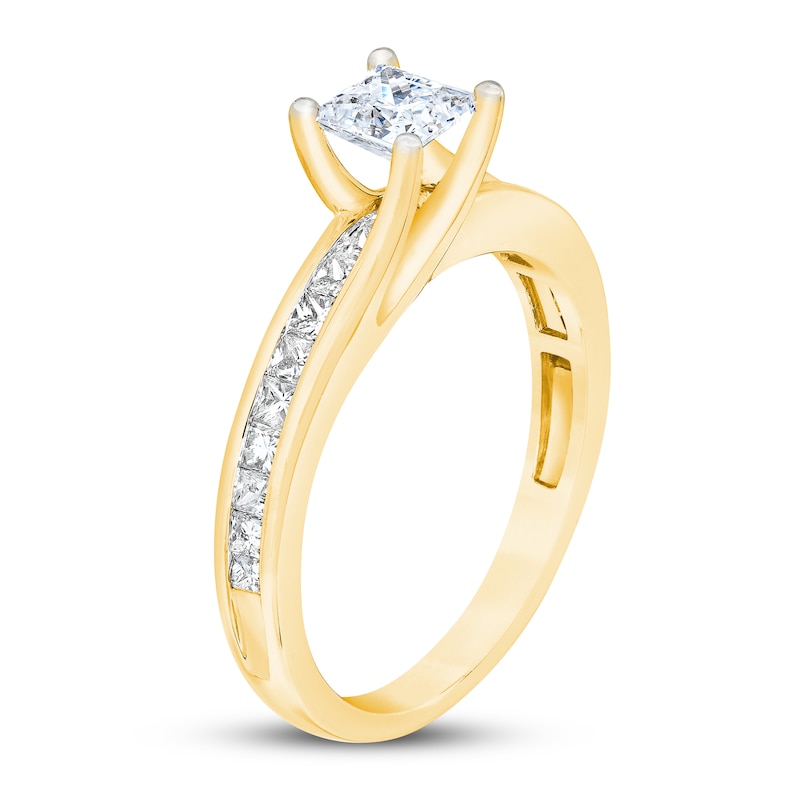 Diamond Engagement Ring 1 ct tw Princess-cut Yellow Gold Plated