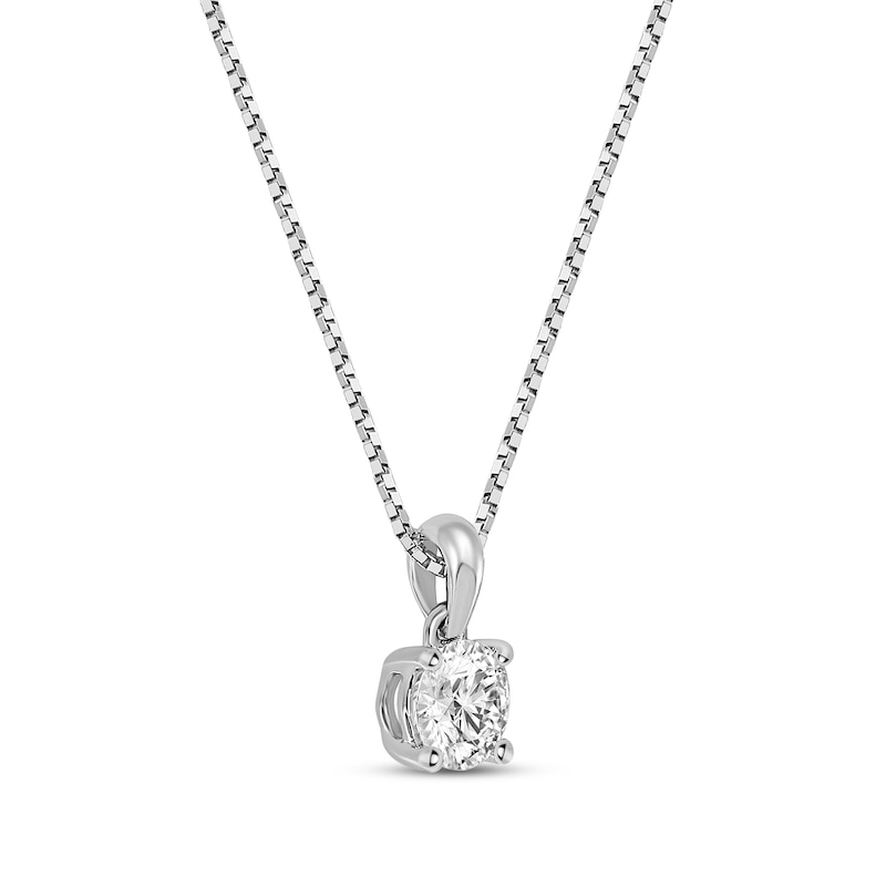 GSI Solitaire Diamond Necklace 1/2 ct tw Round-cut White Gold Plated 18"