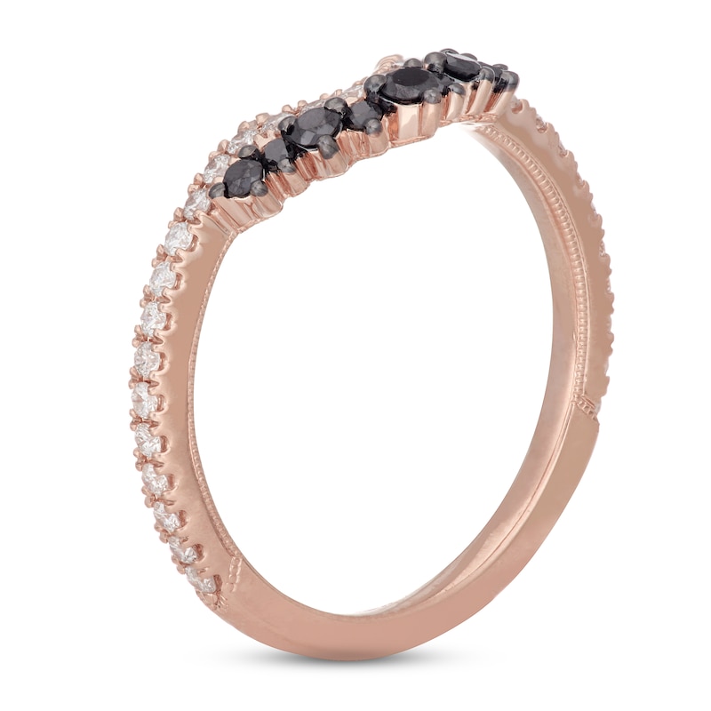 Neil Lane Black & White Diamond Wedding Band 3/8 ct tw Round-cut Rose Gold Plated