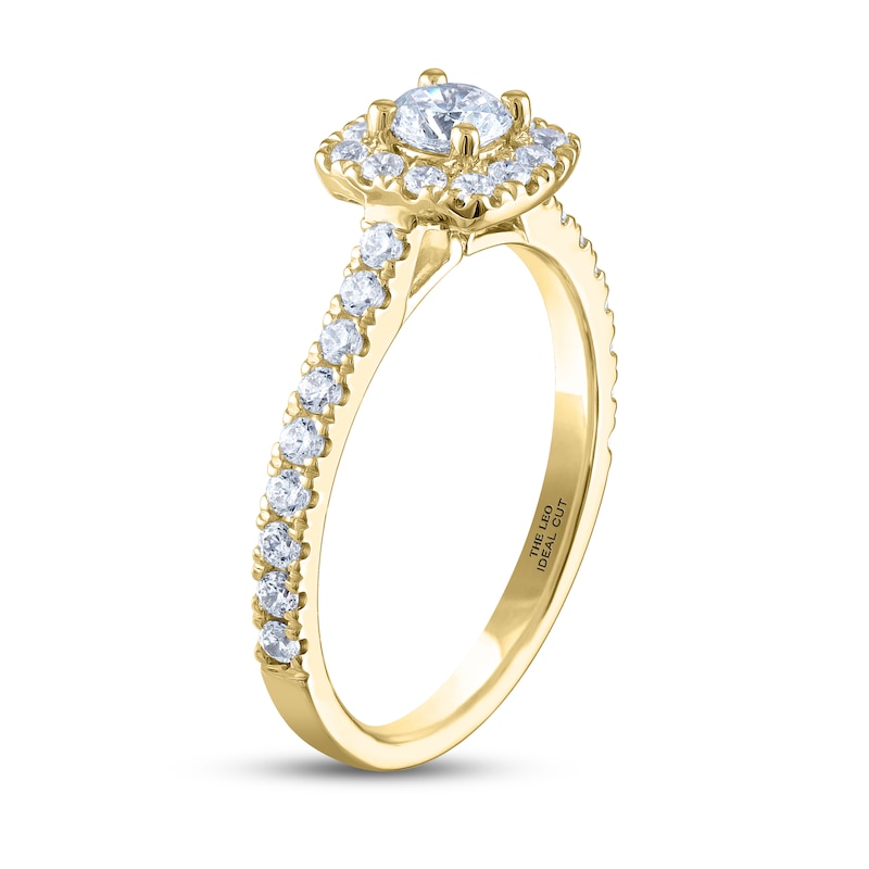 THE LEO Ideal Cut Diamond Engagement Ring 3/4 ct tw Yellow Gold Plated