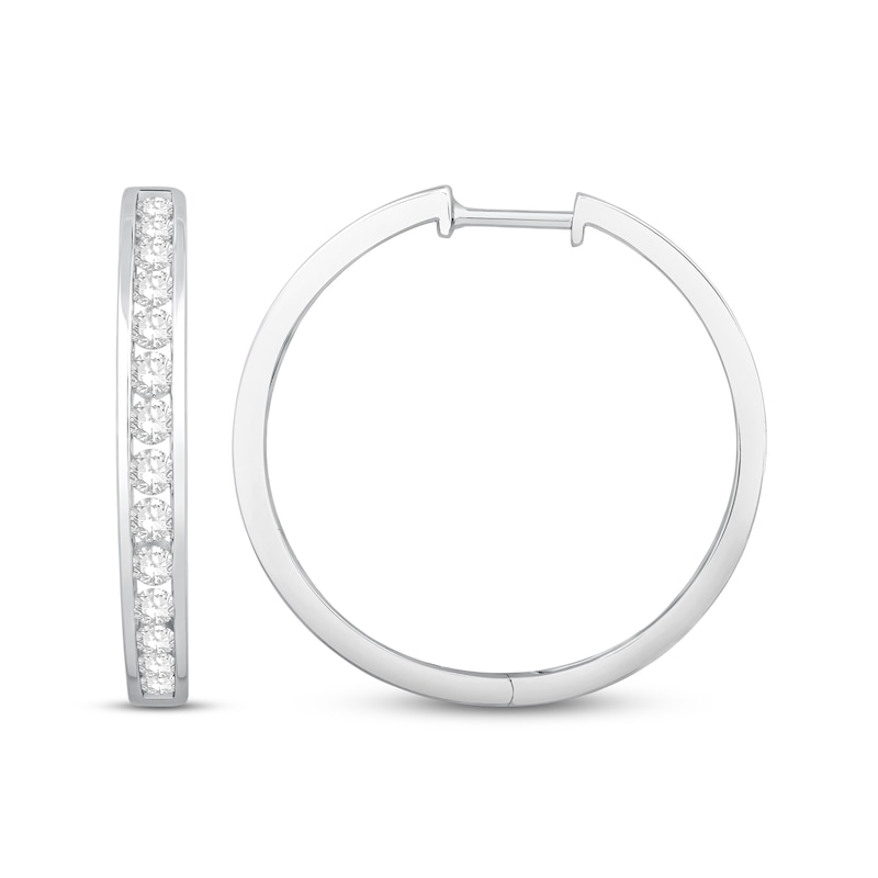 Diamond Hoop Earrings 1 ct tw Round-Cut White Gold Plated