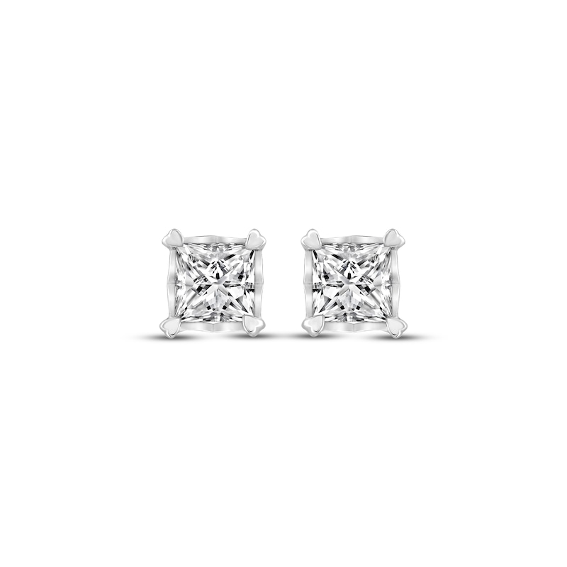 Diamond Solitaire Earrings 3/4 cttw Princess-cut White Gold Plated