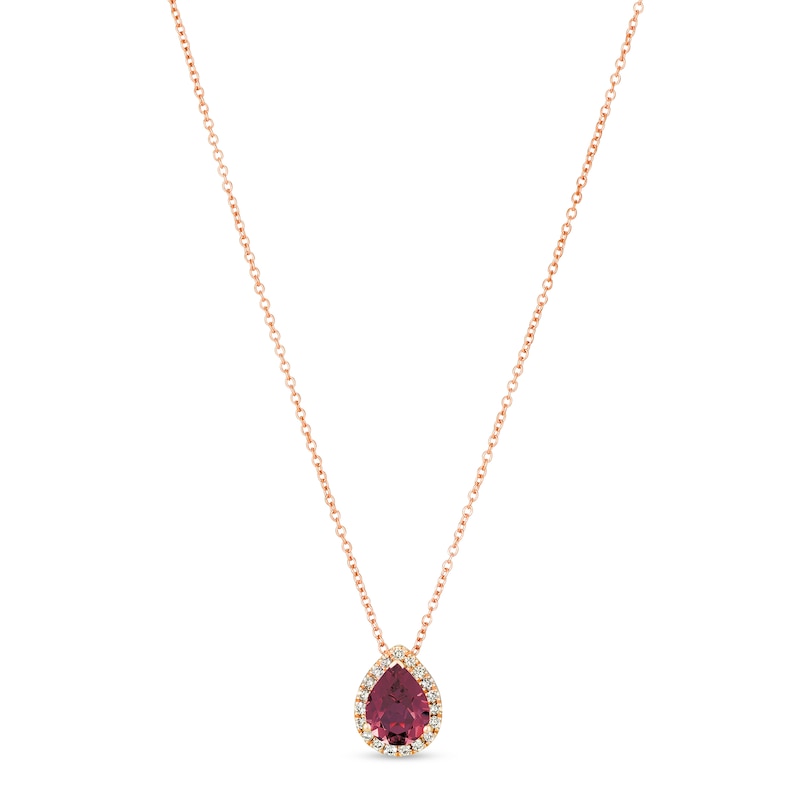 Le Vian Rhodolite & Diamond Necklace 1/8 ct tw Strawberry Gold Plated 18"