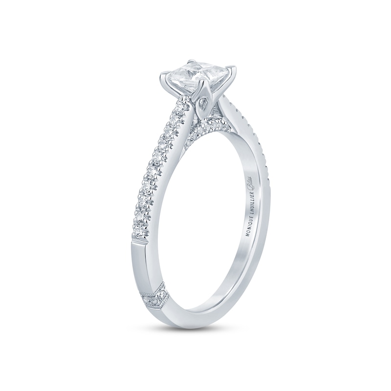 Monique Lhuillier Bliss Diamond Engagement Ring 5/8 ct tw Princess & Round-cut White Gold Plated