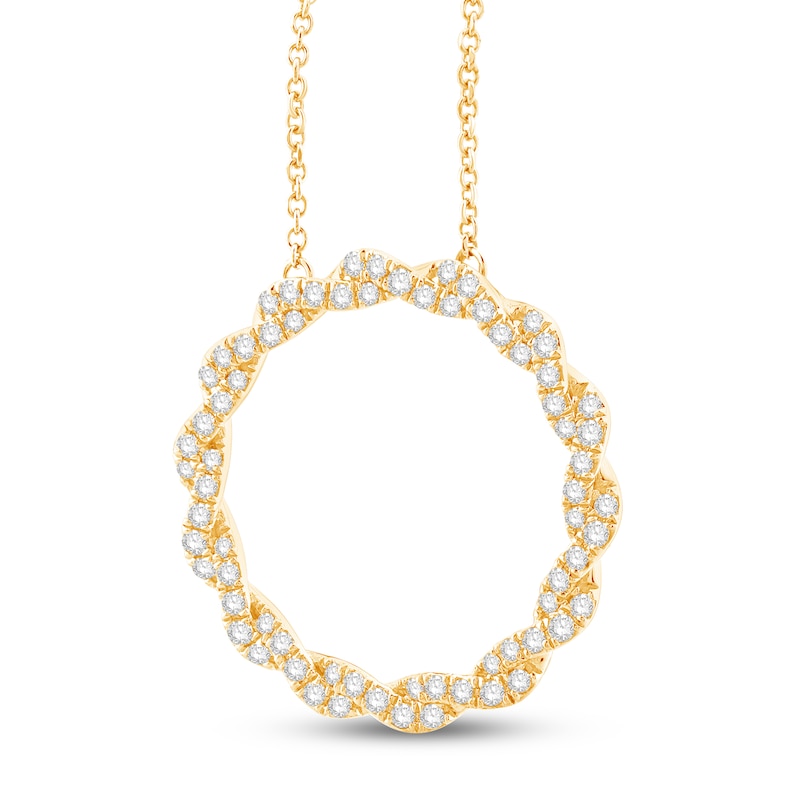 Circle of Gratitude Diamond Necklace 1/2 ct tw Round-cut Yellow Gold Plated 19"