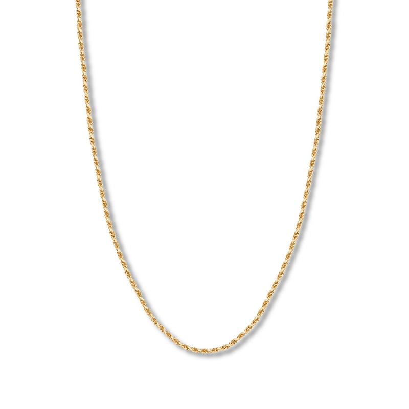 30" Textured Solid Rope Chain Yellow Gold Plated