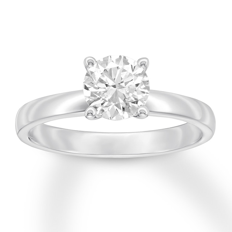 Certified Diamond Solitaire Ring 1 ct Round White Gold Plated