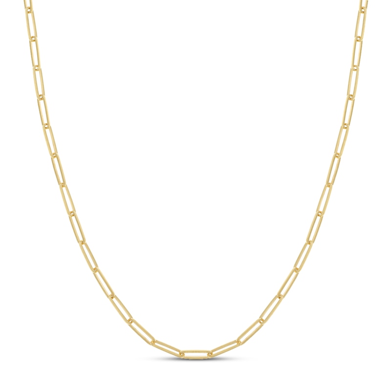 Solid Link Chain Necklace Yellow Gold Plated 24"