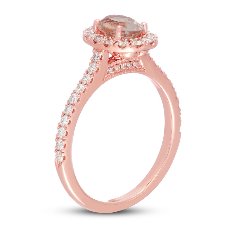 Neil Lane Morganite Engagement Ring 1/2 ct tw Diamonds Rose Gold Plated