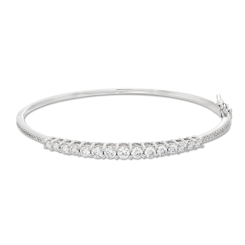 Lab-Created Diamonds by Graduated Bangle Bracelet 2 ct tw White Gold Plated 7.25"