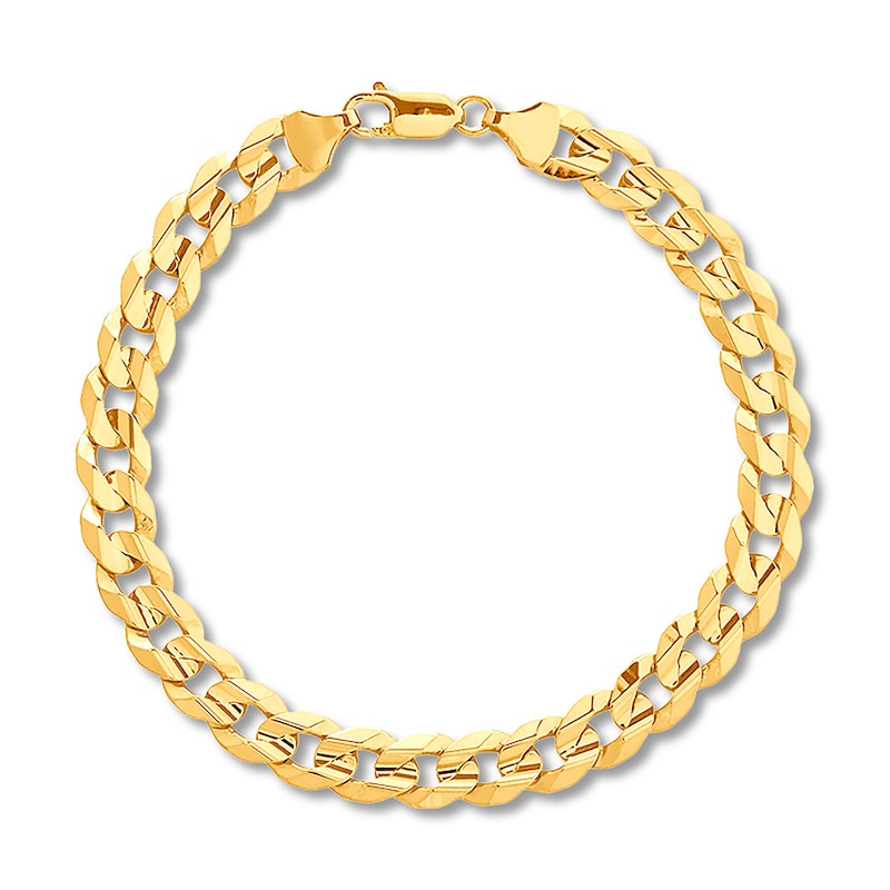 Solid Cuban Link Bracelet 5.0mm Yellow Gold Plated 8.5"