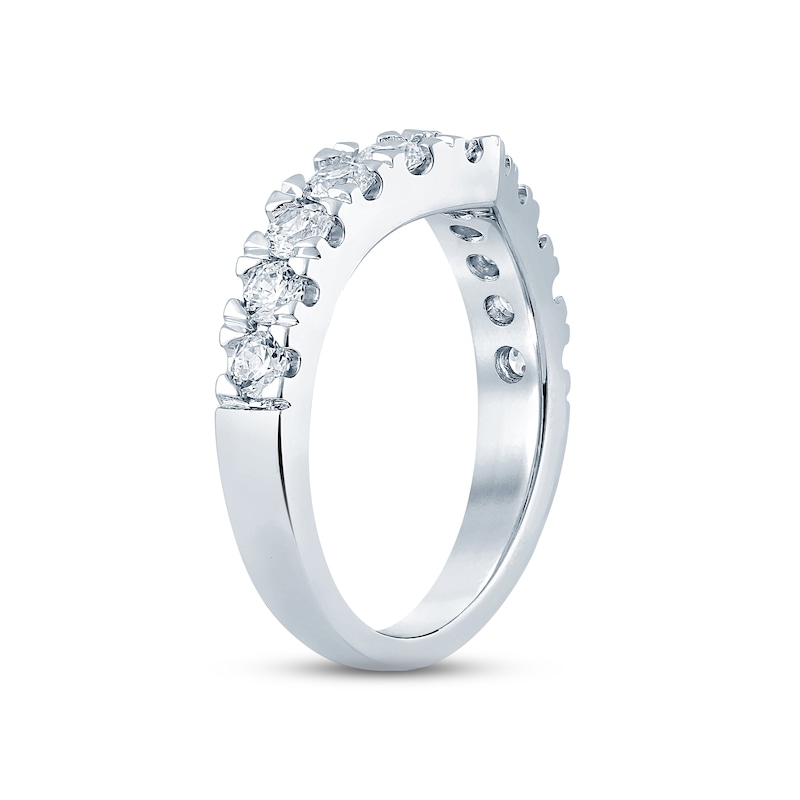 Diamond Contour Anniversary Ring 1 ct tw Round-cut White Gold Plated