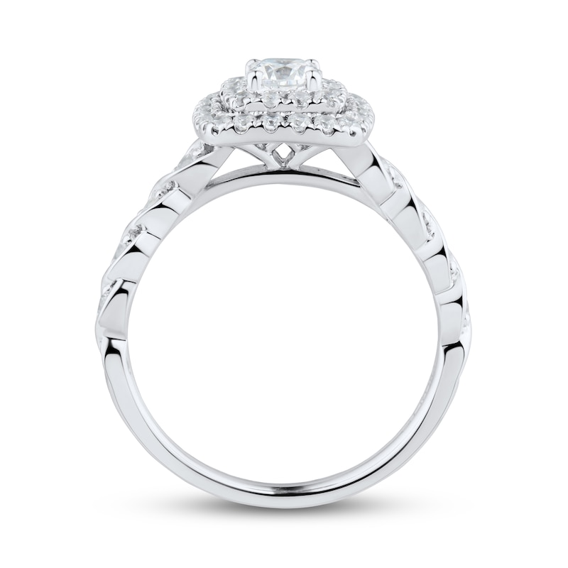 Diamond Engagement Ring 3/4 ct tw Round-cut White Gold Plated