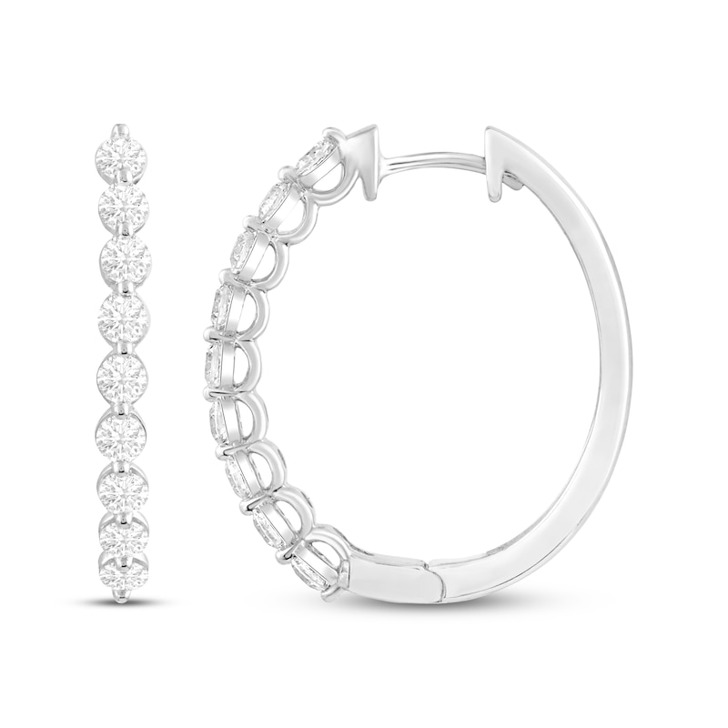 Lab-Created Diamonds by Oval Hoop Earrings 1-1/2 ct tw White Gold Plated