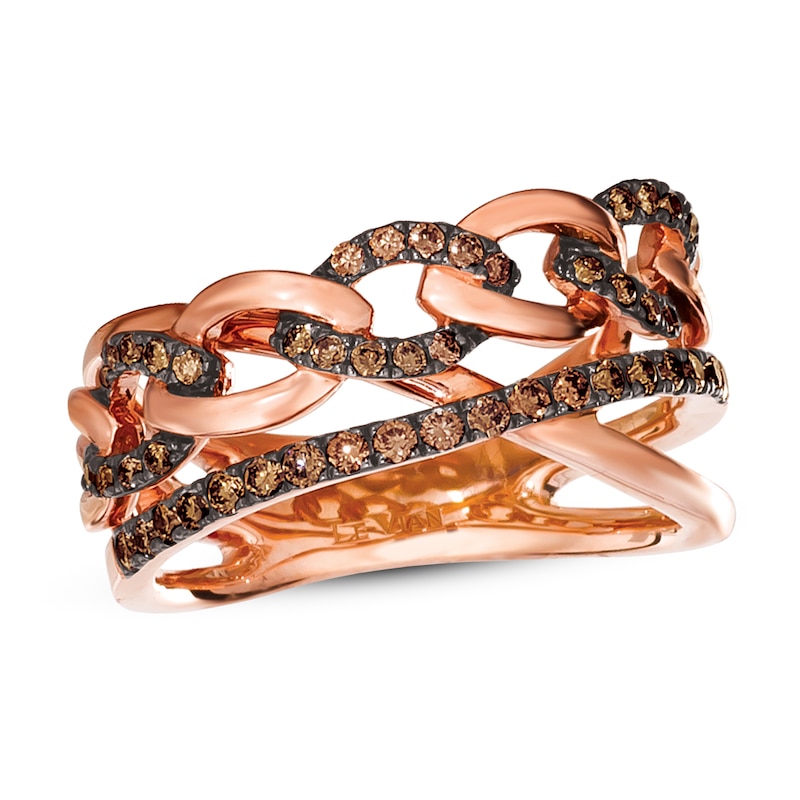 Le Vian Chocolate Diamond Ring 1/2 ct tw Strawberry Gold Plated