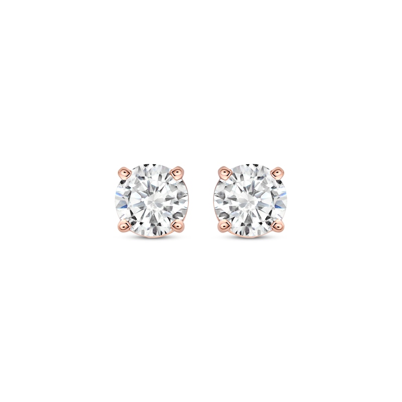 Diamond Solitaire Stud Earrings 1-1/5 ct tw Round-cut Rose Gold Plated