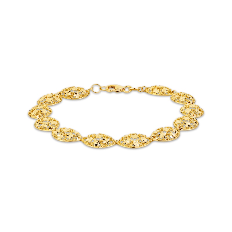 Italian Brilliance Diamond-Cut Oval Link Bracelet Yellow Gold Plated 7.75"