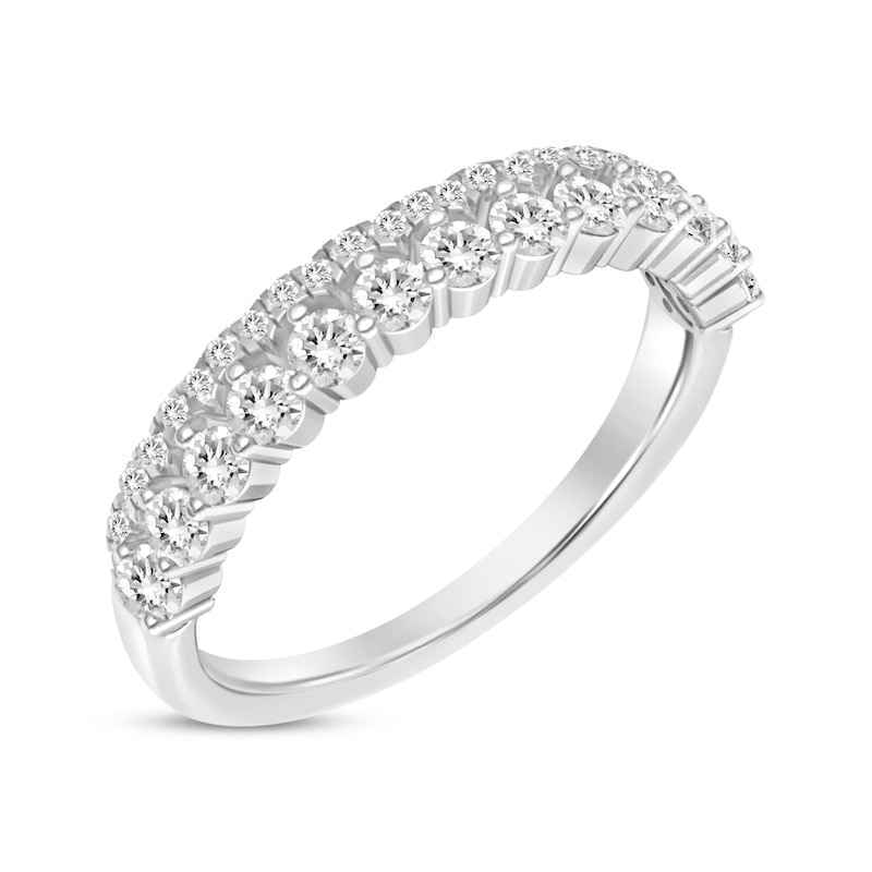 Diamond Double-Row Scalloped Wedding Band 1/2 ct tw White Gold Plated