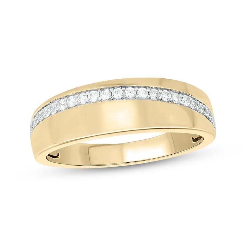 Men’s Round-Cut Diamond Arched Row Wedding Band 1/4 ct tw Yellow Gold Plated