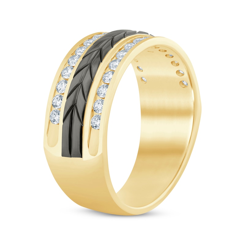 Men's Diamond Arrow-Patterned Wedding Band 3/4 ct tw Yellow Gold Plated