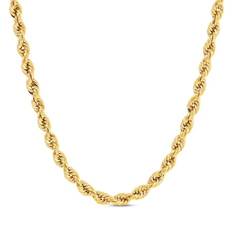 Solid Glitter Rope Chain Necklace 5.5mm Yellow Gold Plated 22"