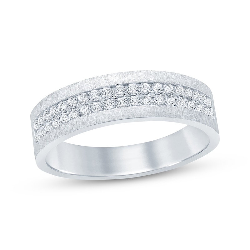Men’s Round-Cut Diamond Wedding Band 1/2 ct tw White Gold Plated