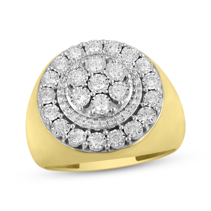 Men's Diamond Circle Ring 3/4 ct tw Round-cut Yellow Gold Plated