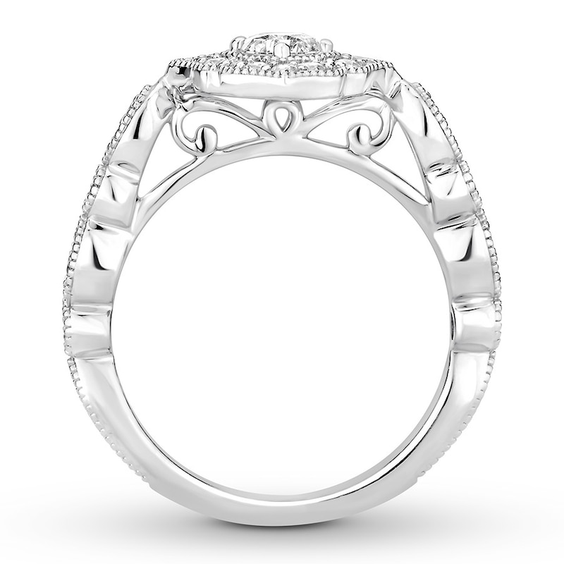 Diamond Engagement Ring 5/8 ct tw Round-cut White Gold Plated