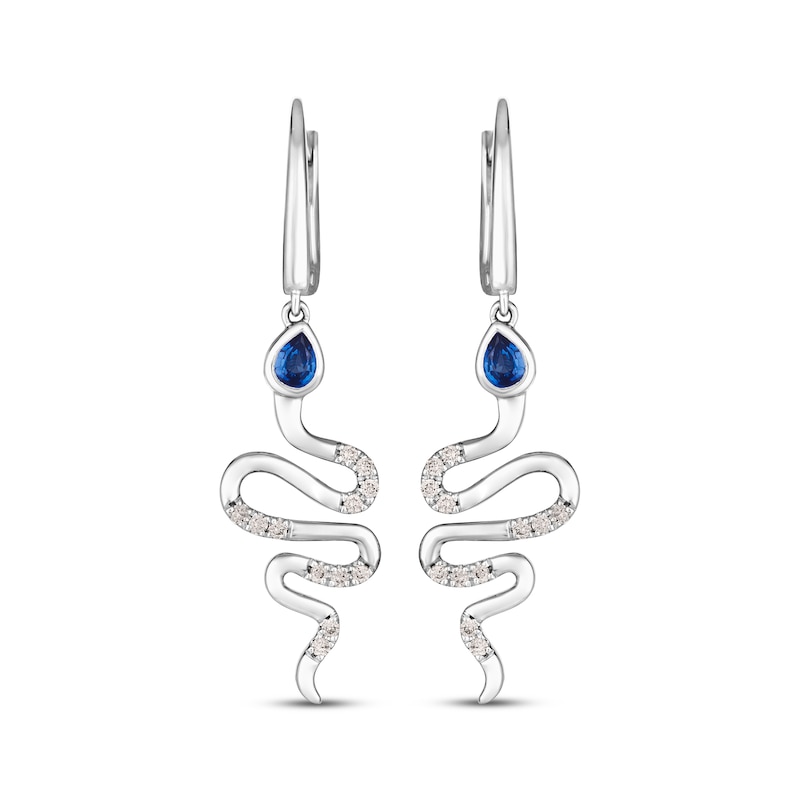 Le Vian Vault Sapphire Snake Dangle Earrings 1/6 ct tw Diamonds Vanilla Gold Plated