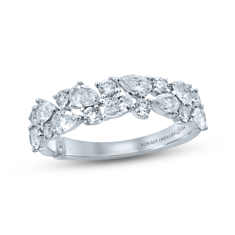 Monique Lhuillier Bliss Diamond Wedding Band 1-1/4 ct tw Pear & Round-cut White Gold Plated
