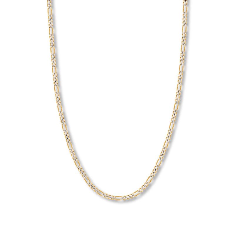 20" Solid Figaro Chain Necklace Two-Tone Gold Plated Appx. 3.9mm