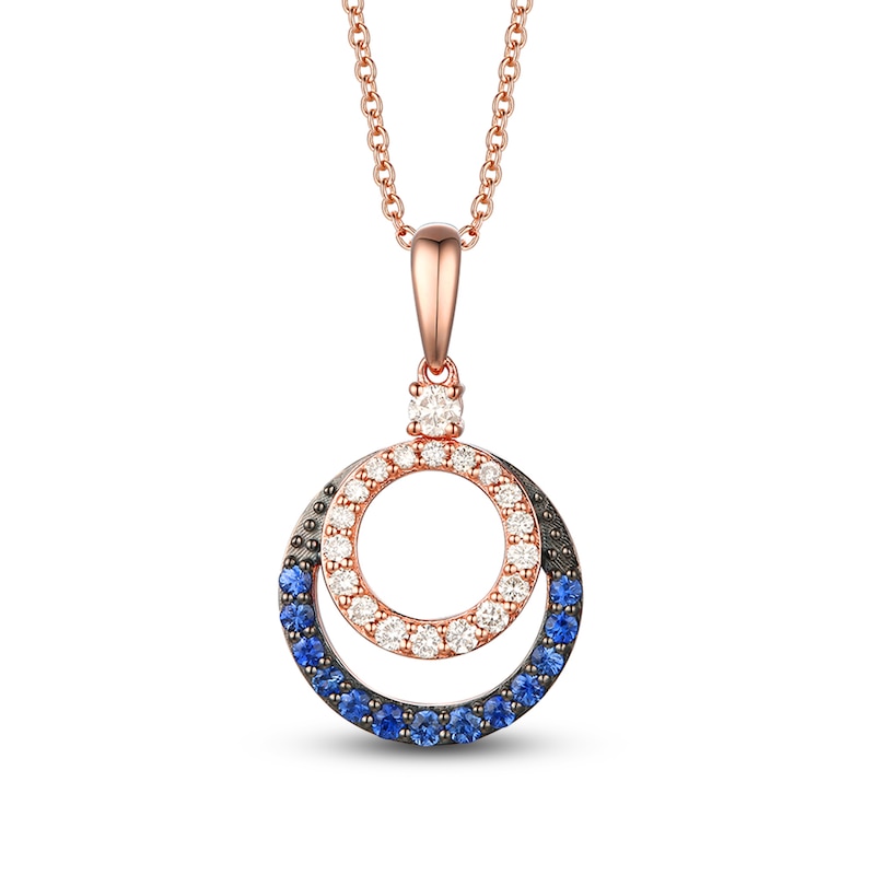 Le Vian Diamond & Sapphire Necklace 1/4 ct tw Diamonds Strawberry Gold Plated 18"